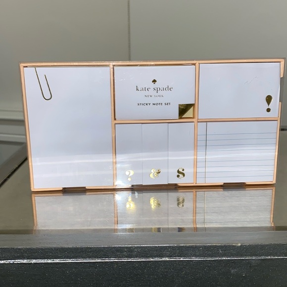 NWT Kate Spade Strike Gold Sticky Note Set - Picture 3 of 4